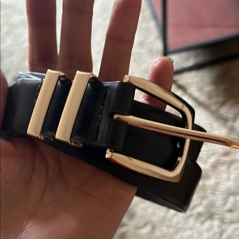 Sophisticated Black Belt with Gold Buckle